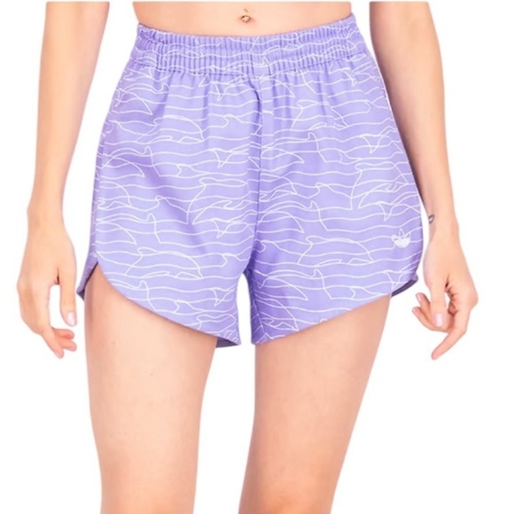 Adidas Light Purple Dolphin Print Elastic Waist Training Shorts Size Large - Picture 2 of 11